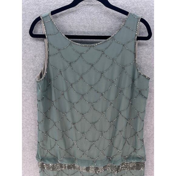 Adriana Papell Women's sz 10 Fishscale Beaded Cocktail NYE Holiday Party Dress - Picture 3 of 12